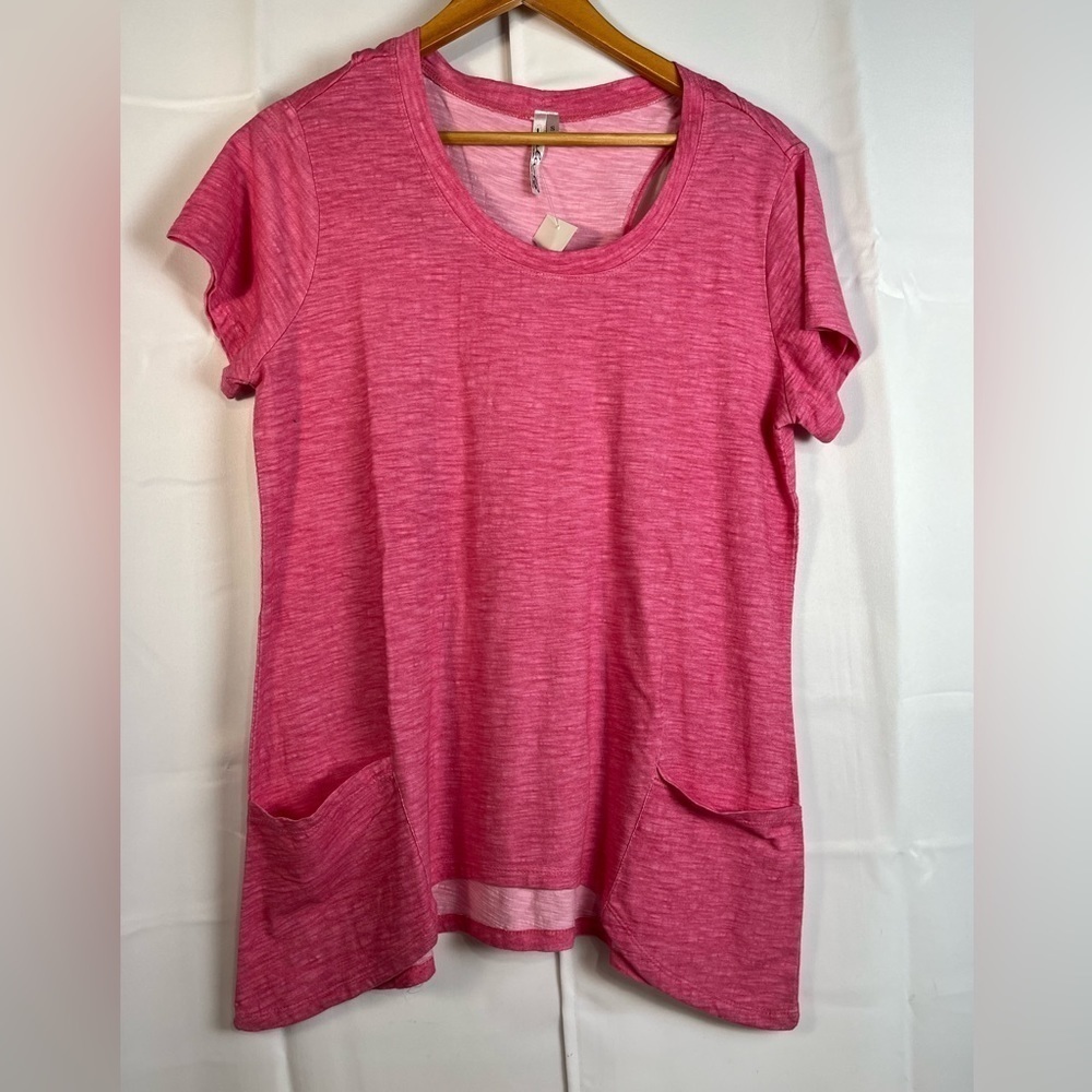 Lulu B Womens 100% Cotton Pink Tunic Top With Pockets Size S NWOT